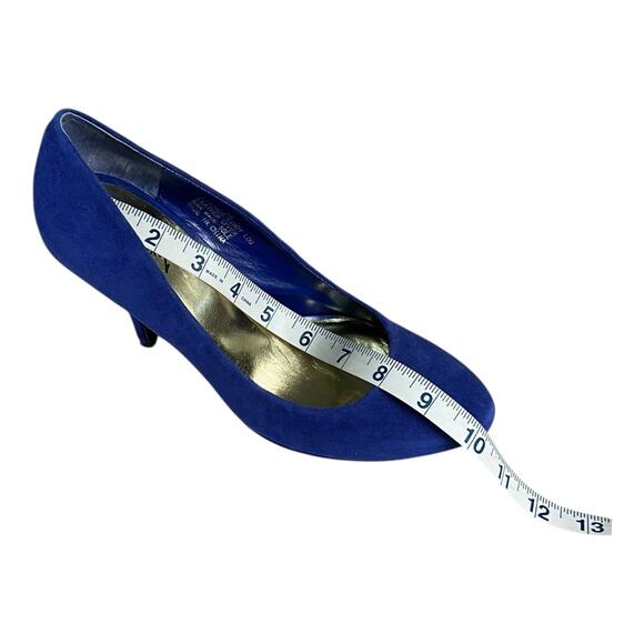 Vintage Cindy Lou Royal Blue Suede Heels Size 8 New in Box Leather Upper Y2K - Picture 11 of 12